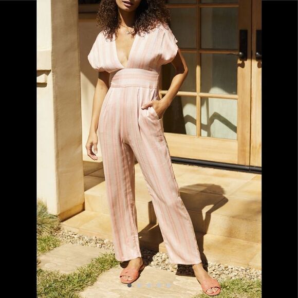 L*SPACE striped cover up jumpsuit by Anthrologie - Picture 1 of 6